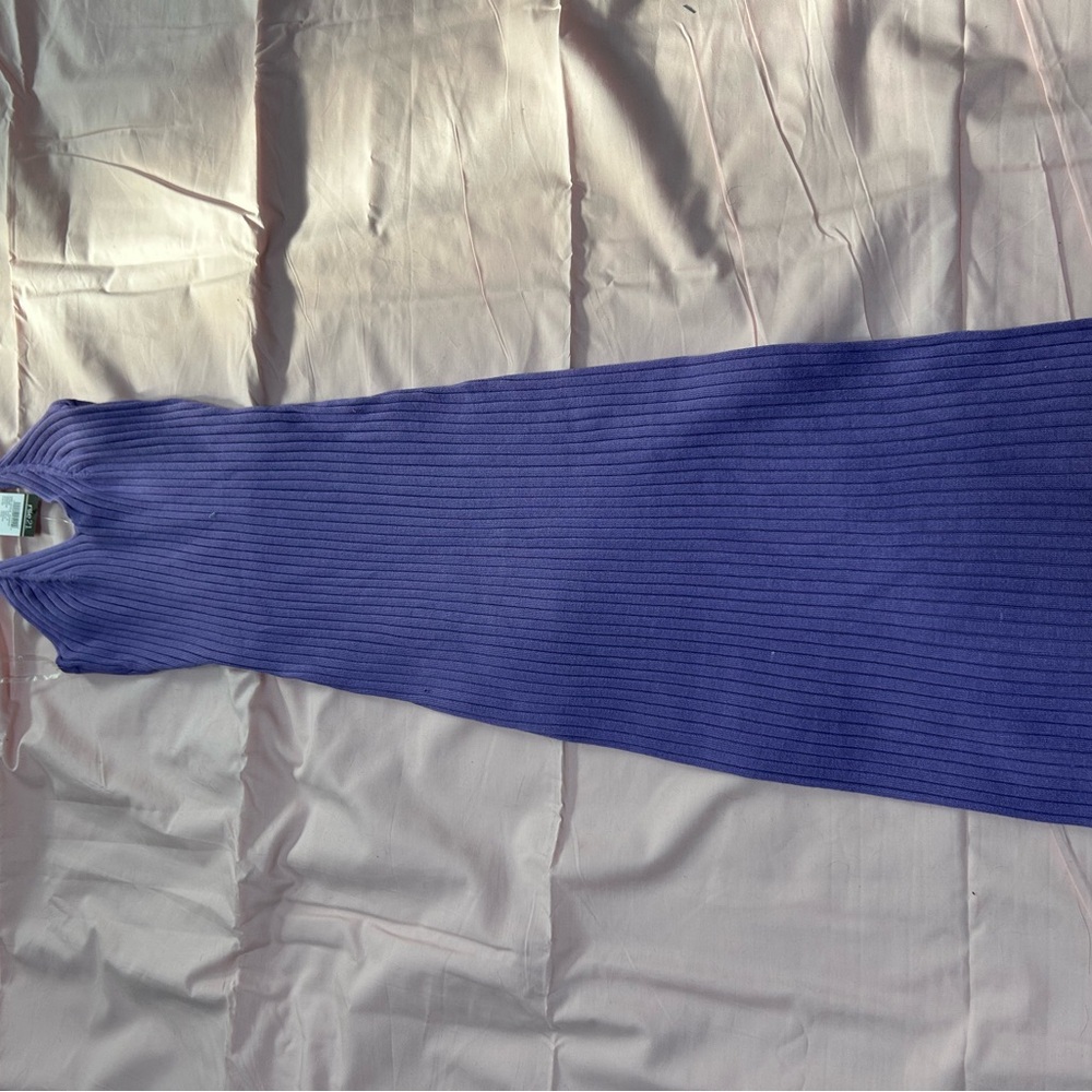 Purple Ribbed Sleeveless Dress